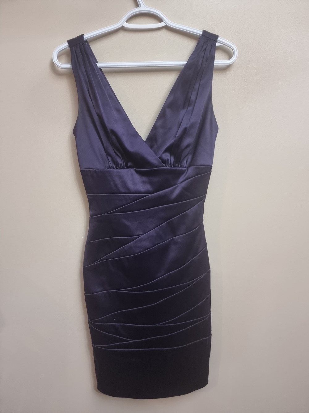 le chateau Plum Satin V-Neck Midi Dress